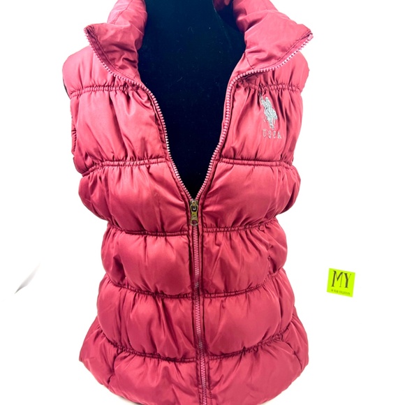 US Polo Ralph Laurent Burgundy Puffer Vest XL for Kids - Picture 14 of 15